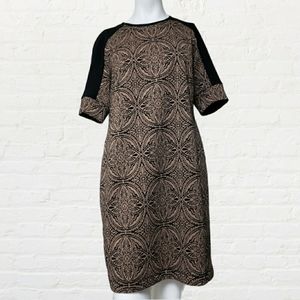 Julian Taylor size 12 block & pattern tan brown & black dress